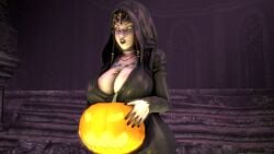 3d 3d_(artwork) areola_slip areolae big_areola bust busty cleavage deep_cleavage evil_eyes goth halloween huge_breasts jack-o'-lantern jujala mature_female nintendo pale-skinned_female pale_skin princess_zelda pumpkin source_filmmaker the_legend_of_zelda the_legend_of_zelda:_twilight_princess twilight_princess vampire venus_body zelda_(twilight_princess)