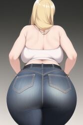 ai_generated ass_focus blonde_hair curvy gigantic_ass high_waisted_pants huge_ass metroid nai_diffusion nintendo samus_aran shiny_hair stable_diffusion white_tank_top