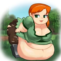 alex_(minecraft) bbw big_ass big_breasts cleavage fat fat_ass huge_belly leaning_forward minecraft minus8 morbidly_obese overweight overweight_female roxas617 smug third-party_edit wide_hips