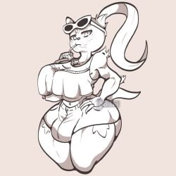 1futa 2022 anthro breasts bulge clothed clothing curvy dialogue flaccid fully_clothed furry futa_only futanari huge_hips oc penis pokemon sneasler solo someonelikedawn standing tagme text thick_thighs voluptuous weavile wide_hips