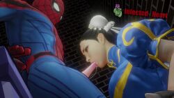 1boy 1boy1girl 1girls 3d alley alley_way animated blowjob capcom chinese_girl chun-li clothed_sex crossover eastern_and_western_character fellatio female human infected_heart light-skinned_female light-skinned_male light_skin male male/female marvel marvel_comics marvel_vs._capcom mp4 peter_parker sound spider-man spider-man_(series) straight street_fighter street_fighter_v superhero superhero_costume video