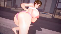 1girls 2022 3d abceefg areolae armpits ass ass_focus aunt aunt_itoe_(kage_no_tsuru_ito) big_ass big_breasts blush breasts breasts_out brown_eyes brown_hair dark_hair female hand_on_ass huge_breasts imminent_sex kage_no_tsuru_ito koikatsu long_hair looking_at_viewer looking_back milf nipples panties pink_panties pinup ponytail pov red_nails redraw scrunchie shirt_up solo solo_female thick_thighs underwear underwear_only white_shirt wide_hips