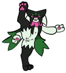 anthro anus feet felid feline female generation_9_pokemon genitals hi_res looking_at_viewer mammal meowscarada nintendo on_one_leg pokémon_(species) pokemon pokemon_(species) pokemon_sv pussy raised_leg solo standing toes trout_(artist) video_games