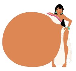 1girls belly belly_bigger_than_body big_belly big_breasts black_hair breasts chel cleavage dark-skinned_female dark_skin female female_only huge_belly hyper_pregnancy latina pregnant saburox solo the_road_to_el_dorado what white_background