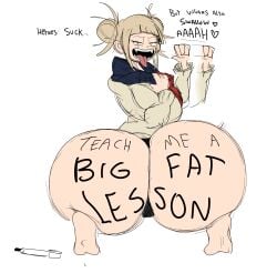 1girls ass ass_focus big_ass big_butt big_tongue blonde_hair blowjob_face blowjob_gesture body_writing bottom_heavy bubble_ass bubble_butt eye_contact fat_ass female female_focus female_only giant_ass gigantic_ass heart himiko_toga huge_ass huge_butt huge_tongue hyper hyper_ass hyper_butt inviting large_ass long_tongue looking_at_viewer massive_ass my_hero_academia open_mouth round_ass solo tasteofchoklit thick_ass tongue_out writing_on_ass