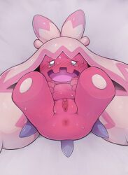 1girls absurd_res anus ass blush bodily_fluids clitoris female female_only genitals half-closed_eyes hi_res humanoid kimubota long_hair looking_at_viewer nintendo on_back open_mouth pink_body pokémon_(species) pokemon pokemon_(species) pokemon_sv pussy simple_background solo spread_legs spreading sweat tears tinkaton video_games white_background