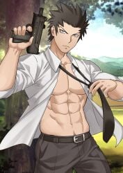 1boy abs assassination_classroom gay karasuma_tadaomi male muscular_male