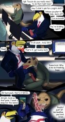 absurd_res africa_salaryman anthro avian balls beak bird bodily_fluids cellphone chair clothed clothing comic computer cricetid cum cum_in_mouth cum_inside cum_on_face detailed_background dialogue duo english_text fellatio fully_clothed furniture genital_fluids genitals hamster head_grab hi_res keyboard leg_grab lethal_hamster lizard lizard_(africa_salaryman) male male/male mammal microsoft_word necktie nivy_(artist) office_chair oral penile penis phone pixelated post-it_note printer profanity reptile rodent scalie sex sigh sighing suit text toucan toucan_(africa_salaryman) undone_shirt undone_tie