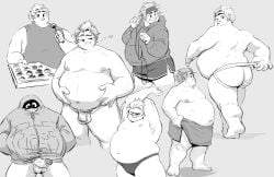 1boy absurd_res armpit_hair artist_request big_ass big_balls big_belly big_penis black_and_white chubby chubby_male cute cute_male eating fatgum hoodie jockstrap male male_only moobs my_hero_academia overweight overweight_male precum_drip pubic_hair randyart sketch sketch_page taishiro_toyomitsu thick_eyebrows thick_legs towel_around_waist toyomitsu_taishirou underwear