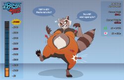 anthro anthro_only belly_expansion dart dart_inflation darts dino.d.dice donation_drive growth_drive inflation male_focus male_only marvel raccoon rocket_raccoon solo solo_focus solo_male tranquilizer