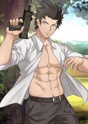 1boy abs assassination_classroom gay karasuma_tadaomi male muscular_male