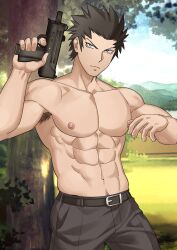 1boy abs assassination_classroom gay karasuma_tadaomi male muscular_male