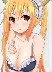 1girls big_breasts bikini cleavage female female_only hifumi_kei_(hi_fu_mi_kei) horns light-skinned_female light_skin miss_kobayashi's_dragon_maid orange_eyes solo tohru_(dragon_maid)