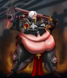 1girls adepta_sororitas armor fat female female_only fleur-de-lis imperium_of_man order_of_our_martyred_lady power_armor purity_seal sister_of_battle solo solo_female tagme warhammer_(franchise) warhammer_40k weight_gain