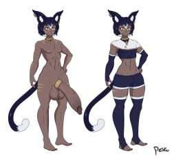 big_balls big_penis cat_ears catboy dark-skinned_femboy egyptian egyptian_clothes femboy hung_trap hyper hyper_penis male_only pesku