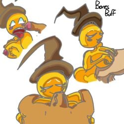 1girls big_breasts blowjob bonesbuff cum female hat male min-min_(the_binding_of_isaac) nude nude_female paizuri penis sex the_binding_of_isaac thick_thighs titfuck titjob white_background witch_costume witch_hat yellow_body