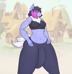 1futa abby_(nicolaowo) absol anthro big_breasts big_bulge big_penis breasts bulge clothed clothing fully_clothed futa_only futanari huge_cock nicolaowo penis pokemon pokemon_(species) solo standing