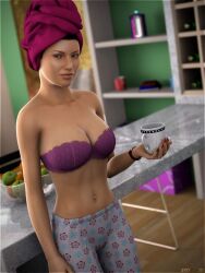 apple bra clothes female navel_piercing orange_(fruit) solo sydgrl3d