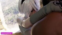 1boy 1girls 3d 3d_(artwork) animated ass big_ass blender blender_(software) bubble_butt dark-skinned_male dark_skin female hug huge_ass interracial male mascara mascara_tears mp4 nier nier:_automata nier_(series) no_sound penetration ruined_makeup running_mascara sonivvnsfw straddle straddling thick_ass thick_thighs thighs vaginal_penetration video watermark wet_skin white_hair white_thighhighs wide_hips yorha_2b