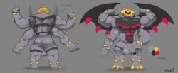 1boy 4_arms anthro ass back_view backsack balls bara barazoku big_balls big_penis flexing foreskin front_view giratina male male_focus male_only multi_arm multi_limb muscles muscular muscular_male nintendo penis pokemon solo solo_focus wani_panic wings