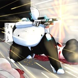 3girls android bbw big_breasts blood blood_puddle dead death female female_death female_only gun haydee haydee_(game) humanoid large_breasts multiple_girls overweight overweight_female pakaproductions robot robot_girl wide_hips