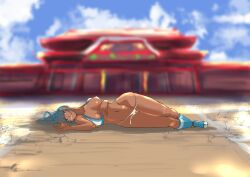 1girls after_rape big_breasts bikini breasts broken_rape_victim bukkake busty corpse cum death defeat defeated empty_eyes female female_death female_focus female_only full_body hi_res large_breasts legs long_hair lying majikina_mina nipples on_side panties ponytail samurai_shodown solo swimsuit tan_skin thighs thong_bikini underwear voluptuous white_bikini white_hair