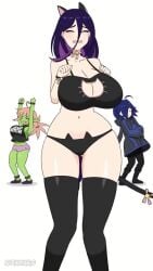 4girls 9:16 animated ass_cleavage big_ass big_breasts bouncing_breasts butt_crack cat_lingerie cleavage cleavage_cutout clothing_cutout dancing female female_only goblin goblin_female green-skinned_female green_skin hanae_(noxcuro) light-skinned_female light_skin matcha_(noxcuro) meme multiple_girls music nonamé_(noxcuro) noxcuro noxie_(noxcuro) original sad_cat_dance shimapan shorter_than_30_seconds sound vertical_video video weird_girl_(noxcuro)