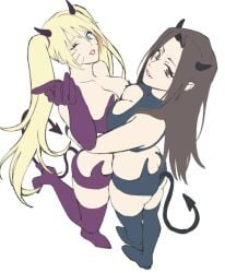 2girls ass ass_cleavage bare_shoulders bare_thighs big_breasts blonde_hair blue_eyes boots booty_shorts breast_press breast_squeeze breast_squish brown_eyes brown_hair busty butt_crack cleavage clothing cuddling devil_horns devil_tail elbow_gloves embrace embracing female female_focus female_konohamaru female_only footwear gender_transformation genderswap_(mtf) gloves heel_boots heeled_boots heels high_heel_boots high_heels horns hug knee_boots kneehighs large_breasts latex latex_gloves leg_lift leg_up legwear light-skinned_female light_skin lingerie lips lipstick long_hair looking_at_viewer makeup naruko naruto naruto_(classic) naruto_(series) naruto_shippuden one_eye_closed pale-skinned_female pale_skin pink_lips pink_lipstick pinup pose posing revealing_clothes rule_63 sarutobi_konohamaru sexy_no_jutsu short_shorts shorts shounen_jump standing standing_on_one_leg succubus succubus_horns succubus_tail tail thigh_boots thighhighs thighs tied_hair twintails underwear uzumaki_naruto wink yellow_hair yukichikichichi yuri