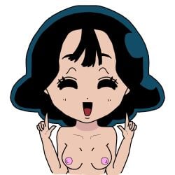 1girls anime_style areola areolae asian asian_female bangs black_hair black_hair_female breasts breasts_out closed_eyes collarbone completely_naked completely_naked_female completely_nude completely_nude_female cute cute_expression embyrr facing_viewer female female_human female_only half-body inviting inviting_viewer japanese medium_breasts naked nameless_character nipples nude nude_female open_mouth pink_areola pink_areolae pink_nipples pointing portrait retro retro_artstyle short_hair simple_background small_breasts smile smiling smiling_at_another solo suki_suki_daisuki_(vivinos) teen teen_girl teenage_girl teenager vivinos white_background young_female youtube youtube_video