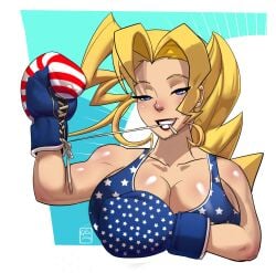 1girls 2022 american_flag_boxing_gloves artist_name athletic athletic_female big_breasts blue_eyes boxer boxing boxing_gloves breasts busty capcom cleavage clothing eyebrows eyelashes eyes female female_focus fighter fit fit_female gabocaricaturas gloves hair hips human large_breasts legs light-skinned_female light_skin lips lipstick looking_at_viewer red_lipstick rival_schools thick thick_legs thick_thighs thighs tiffany_lords toned toned_female voluptuous watermark wide_hips