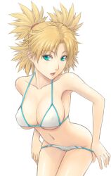 1girls armpits bikini blonde_hair blue_eyes breasts cleavage dan_(kumadan) large_breasts leaning naruto naruto_(series) naruto_shippuden panties panty_pull short_hair solo swimsuit temari underwear undressing