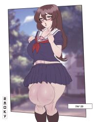 1futa 2022 autopaizuri autopaizuri_under_clothes balls balls_under_clothes big_breasts bottomless_skirt breasts brown_hair clothed clothing dickgirl erection erection_under_clothes erection_under_skirt fully_clothed futa_only futanari gigantic_testicles glasses hiroko_(raoky) horny huge_balls huge_cock human hyper hyper_balls hyper_penis intersex light-skinned_futanari light_skin long_hair masturbation no_nut_november penis penis_bulge penis_out penis_under_clothes penis_under_skirt raoky school_uniform schoolgirl skirt solo standing text