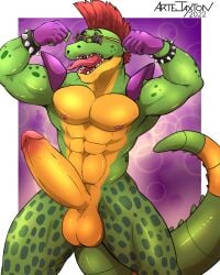 2022 abs alligator alligatorid animatronic anthro areola artejaxton balls biceps big_balls big_penis biped boner bracelet clothing crocodilian digital_media_(artwork) erection eyewear fingerless_gloves five_nights_at_freddy's five_nights_at_freddy's:_security_breach genitals gloves green_body green_scales hair handwear hi_res huge_cock humanoid_genitalia humanoid_penis jewelry machine male male_only mohawk montgomery_gator_(fnaf) muscular muscular_anthro muscular_male muscular_thighs nipples non-mammal_balls non-mammal_nipples nude open_mouth pecs penis pinup pose quads red_hair reptile robot scales scalie scottgames shoulder_pads solo spiked_bracelet spikes sunglasses tan_body tan_scales teeth thick_thighs tongue video_games