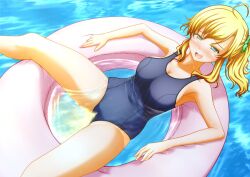 blonde_hair floatie light_blush one-piece_swimsuit peeing peeing_into_water peeing_self pool pool_ring pool_toy pullpull15 ring_floatie swimming_pool swimsuit swimwear urinating urinating_female urination urine water