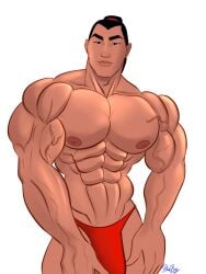 abs asian asian_male biceps big_bulge big_chest big_pecs blueboybara bulge bulging_biceps disney east_asian east_asian_male huge_bulge huge_chest huge_pecs li_shang looking_at_viewer male male_only mulan muscle_growth muscles muscular muscular_male pecs shirtless_male smooth_chest smooth_skin thong underwear underwear_only white_background