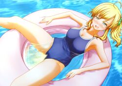 blonde_hair floatie light_blush one-piece_swimsuit peeing peeing_into_water peeing_self pool pool_ring pool_toy pullpull15 ring_floatie swimming_pool swimsuit swimwear urinating urinating_female urination urine water