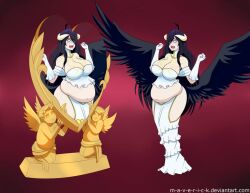 albedo_(overlord) big_belly big_breasts breasts demon female female_only mirror obese overlord_(maruyama) overweight overweight_female reflection succubus succubus_horns succubus_wings