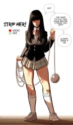 asian asian_female black_hair chains gogo_yubari kidetic kill_bill kusujinn looking_at_viewer skirt socks tagme