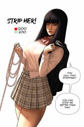 1girls asian asian_female black_hair chains gogo_yubari kidetic kill_bill kusujinn looking_at_viewer skirt tagme