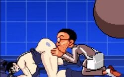 animated capcom cattleya cunnilingus eating_ass eating_pussy female kneeling larger_female m.u.g.e.n male marvel_super_heroes_vs._street_fighter marvel_vs._capcom muscular_female norimaro rape smaller_male