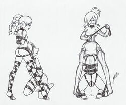 bondage cartoon_network cowboy_bebop edward_wong_hau_pepelu_tivrusky_iv faye_valentine female female_only foster's_home_for_imaginary_friends frankie_foster garabatoz goo_goo_gaga human monochrome multiple_girls nipples pussy slave white_background yuri