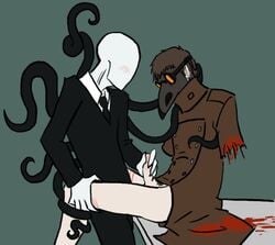 amputee blood blush creepypasta forced_pleasure gay gore handjob malesub mask penis plague_doctor plague_doctor_mask slenderman tagme tagme_(artist) tentacles the_slender_man yaoi