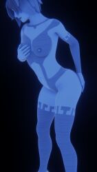 3d artist_request ass blue_body blue_hair blue_skin breast_grab breasts cortana cortana_v2 female female_focus female_only halo_(game) halo_(series) hand_on_ass