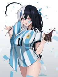 2022_fifa_world_cup argentina big_breasts latina mixed_hair_color momotexx_(artist) momotexx_(vtuber) only_shirt rkgk virtual_youtuber vyugen world_cup