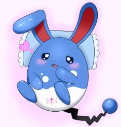 <3_censor absurd_res azumarill azuo blue_body blush censored female feral generation_2_pokemon genitals heart hi_res looking_at_viewer nintendo pillow pokémon_(species) pokemon pokemon_(species) pussy solo video_games white_body