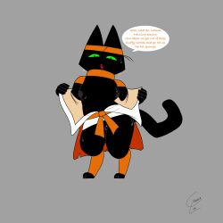 absurd_res anthro bangles_sister bodily_fluids breasts cartoon_network clothing crouchingli0n felid feline female genitals hi_res mammal mao_mao:_heroes_of_pure_heart pussy solo sweat sweatdrop