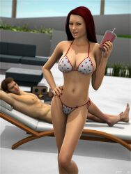 bikini drink duo female muscular sydgrl3d