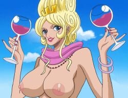 1girls areolae blonde_hair blue_eyes breast_outside breasts demidevimon_(artist) edit edited female female_focus female_only high_resolution huge_breasts human large_breasts milf mororon_(one_piece) nipples nude nude_female nude_filter one_piece queen_mororon_(one_piece) solo solo_female solo_focus voluptuous