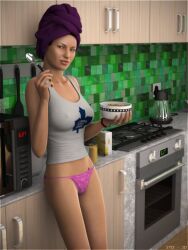 cereal kitchen microwave orange_juice oven panties sydgrl3d towel