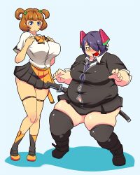 2girls attribute_swap big_breasts female female_only overweight overweight_female squarewave